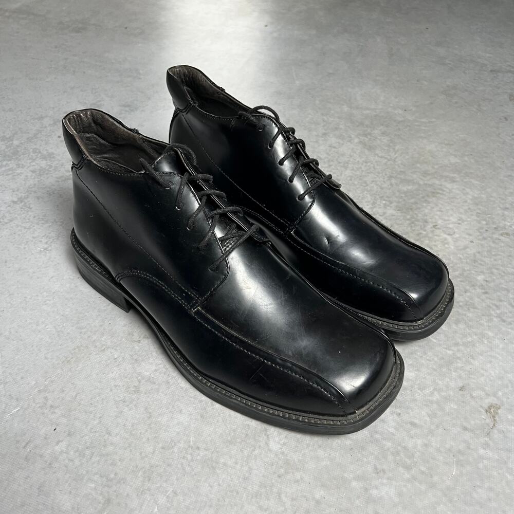 Alfani Men’s Black Leather Square-toe Dress Boots Size 10.5 Domingo